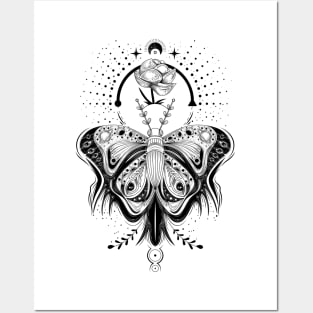 Mystical butterfly - tribal / tattoo style Posters and Art